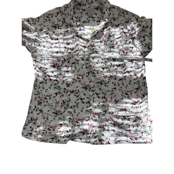 Lanz Of Salzburg Womens Floral Button-Up Pajama Top Flannel Cardinal Size M NEW - Picture 6 of 7